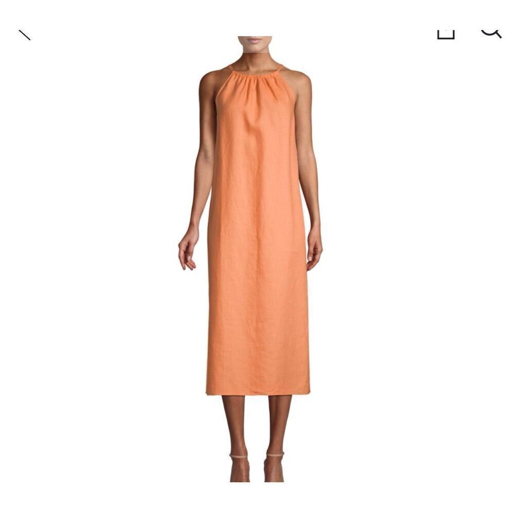 Pure Navy haulterneck 100% linen midi dress size XL
